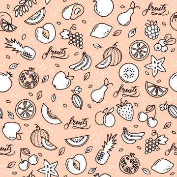 Seamless background, pattern with fruits Stock Illustration