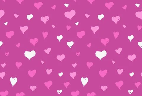 Seamless background pattern with hand drawn textured pink hearts 库存插图