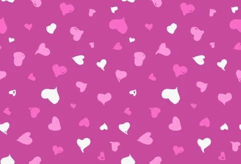 Seamless background pattern with hand drawn textured pink hearts Stock Illustration