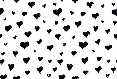 Seamless background pattern with hand drawn textured hearts 库存插图