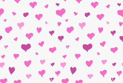 Seamless background pattern with hand drawn textured pink hearts イラスト素材