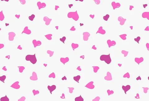 Seamless background pattern with hand drawn textured pink hearts Stock Illustration
