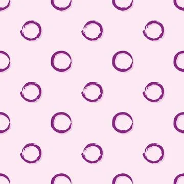 Seamless background pattern of hand-drawn purple rings on a pink background.. Stock Illustration