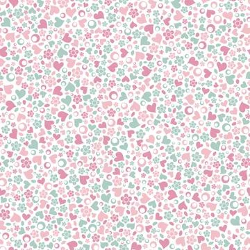 Seamless background pattern with hearts and  flower Illustrazione stock