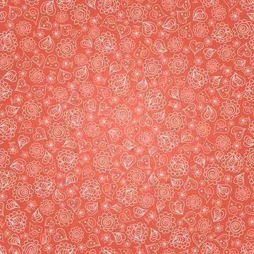 Seamless background pattern with hearts and flower Stock Illustration