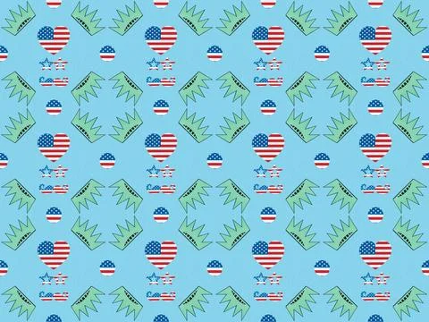 Seamless background pattern hearts mustache Stock Photos