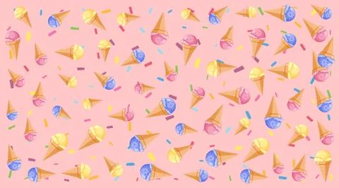 Seamless background pattern with ice cream Stock Illustration
