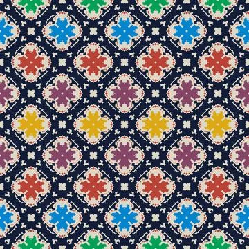 Seamless background pattern. Ikat geometric folklore ornament. Tribal ethnic Stock Illustration