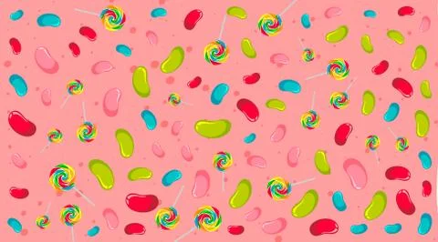 Seamless background pattern with jelly beans and lollipops 库存插图