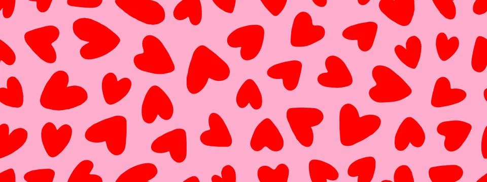 Seamless background pattern with messy red hearts in primitive hand drawn s.. 스톡 일러스트