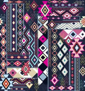 Seamless background pattern. Patchwork pattern with diamonds ornament patterns. Illustrazione stock