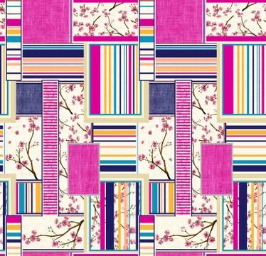 Seamless background pattern. Patchwork pattern with light colors lines with flow Illustrazione stock