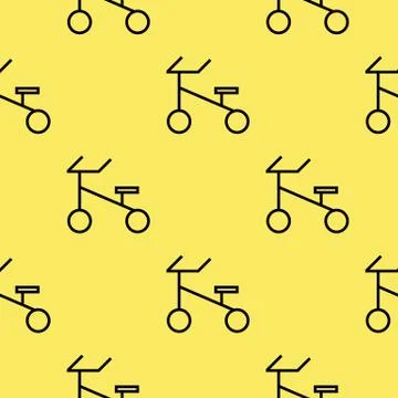 Seamless background pattern with road bikes on yellow background. Vector. Stock Illustration