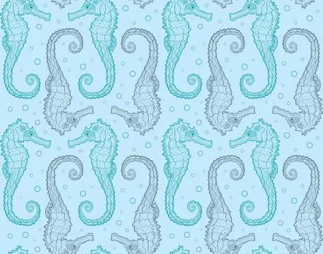 Seamless background pattern with seahorses Stock Illustration
