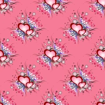 Seamless background pattern. Set of grunge hearts Illustrazione stock