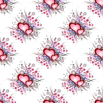 Seamless background pattern. Set of grunge hearts Stock Illustration