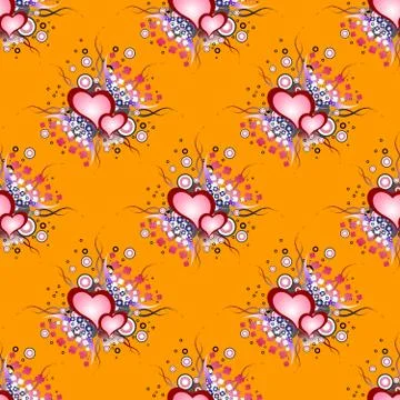 Seamless background pattern. Set of grunge hearts Stock Illustration
