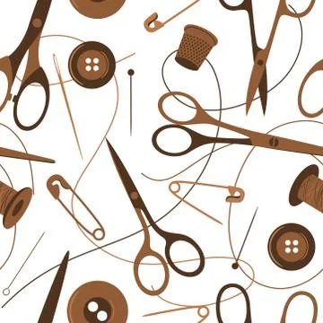 Seamless background pattern of sewing accessories イラスト素材