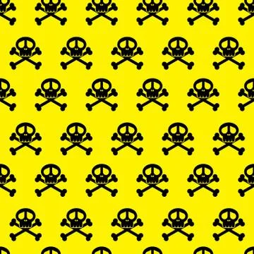 Seamless  background pattern skulls. Danger warning wallpaper. Vector illustr Stock Illustration