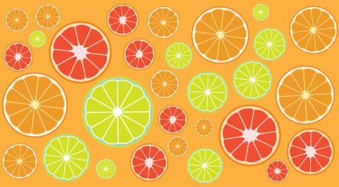 Seamless background pattern with slices of lemon and orange Illustrazione stock