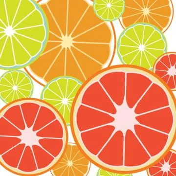 Seamless background pattern with slices of oranges and lime Stock Illustration