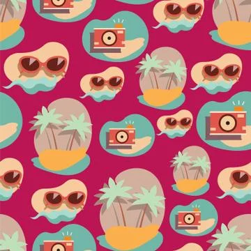 Seamless background pattern with summer elements Stock Illustration