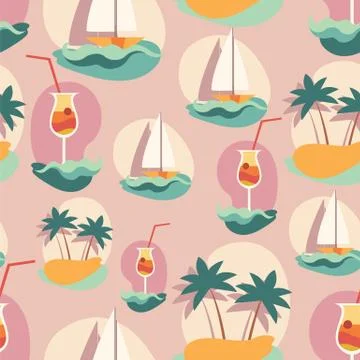 Seamless background pattern with summer elements Stock Illustration