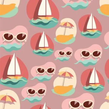 Seamless background pattern with summer elements Stock Illustration