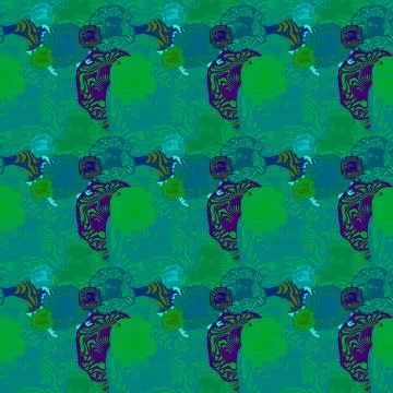 Seamless background pattern with a variety of colored floral motifs. Stock Illustration