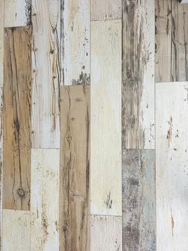 Seamless background pattern of vertical rustic wooden planks with distresse.. Stock Photos