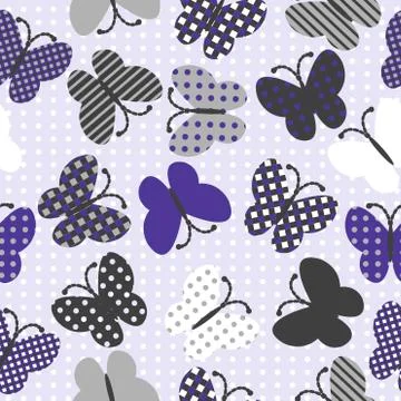 Seamless background with patterned butterflies イラスト素材