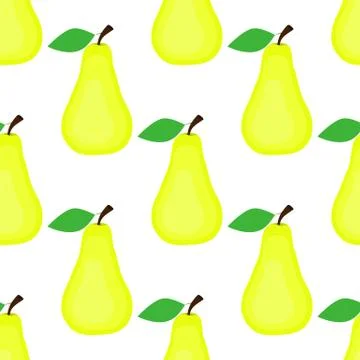 Seamless background, pear on white background. Stock Illustration