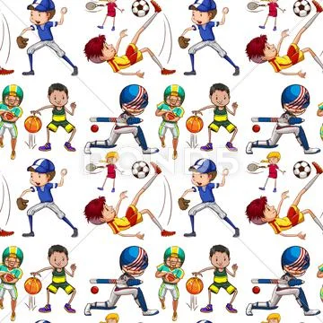 Seamless background with people doing sports Stock Illustration