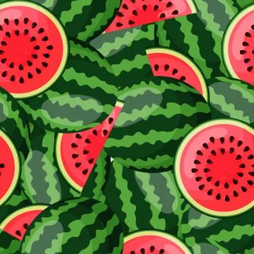 Seamless background with pieces of watermelon. Endless pattern. Vector Stock Illustration