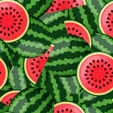 Seamless background with pieces of watermelon. Endless pattern. Vector Stock Illustration