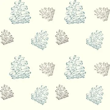 Seamless background with pine cones. Pine cones repeating pattern. Vector Stock Illustration