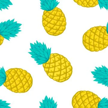 Seamless background with pineapple on white. design for holiday greeting card Stock Illustration