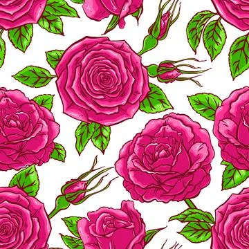 Seamless background of pink roses Stock Illustration