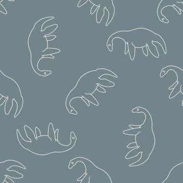 Seamless background Plesiosaurus dinosaur gender neutral baby pattern. Simple Illustrazione stock