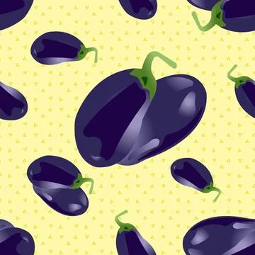 Seamless background from purple eggplants. Vector illustration isolated on Stock Illustration
