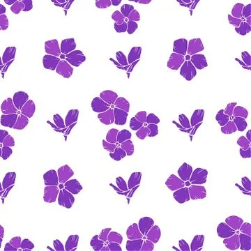 Seamless background with purple flowers. Vector illustration. Stock Illustration