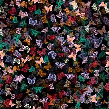 Seamless background rainbow butterflies. Vector illustration Stock Illustration
