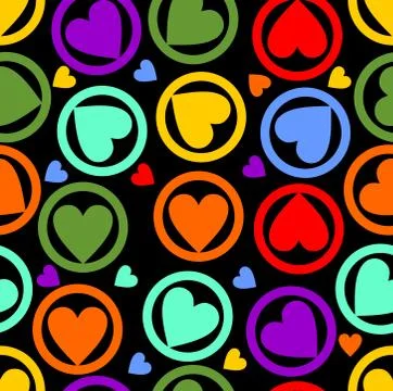 Seamless background with rainbow heart pattern Stock Illustration