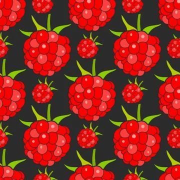 Seamless Background With Raspberries, Vector Image Ready For Your Design Illustrazione stock