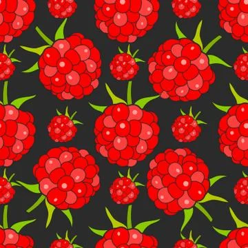 Seamless Background With Raspberries, Vector Image Ready For Your Design Illustrazione stock