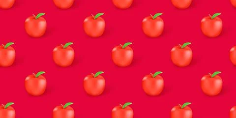 Seamless background with red apples. 3d vector seamless pattern イラスト素材