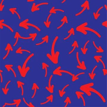 Seamless background with red arrows on blue. イラスト素材