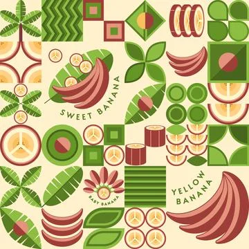 Seamless background with red bananas Stock Illustration