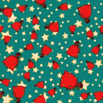 Seamless background with red gift Santa sack Stock-Illustration