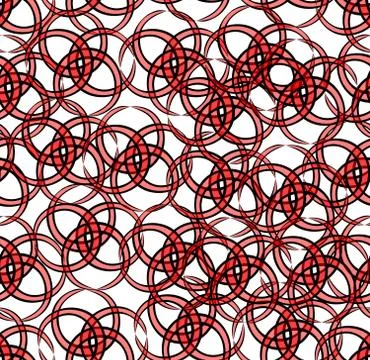 Seamless background with red intersecting circles on white area Stock Illustration